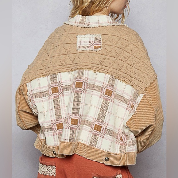 NWOT🤍POL Corduroy Jacquard Patchwork Jacket Small - Picture 4 of 9